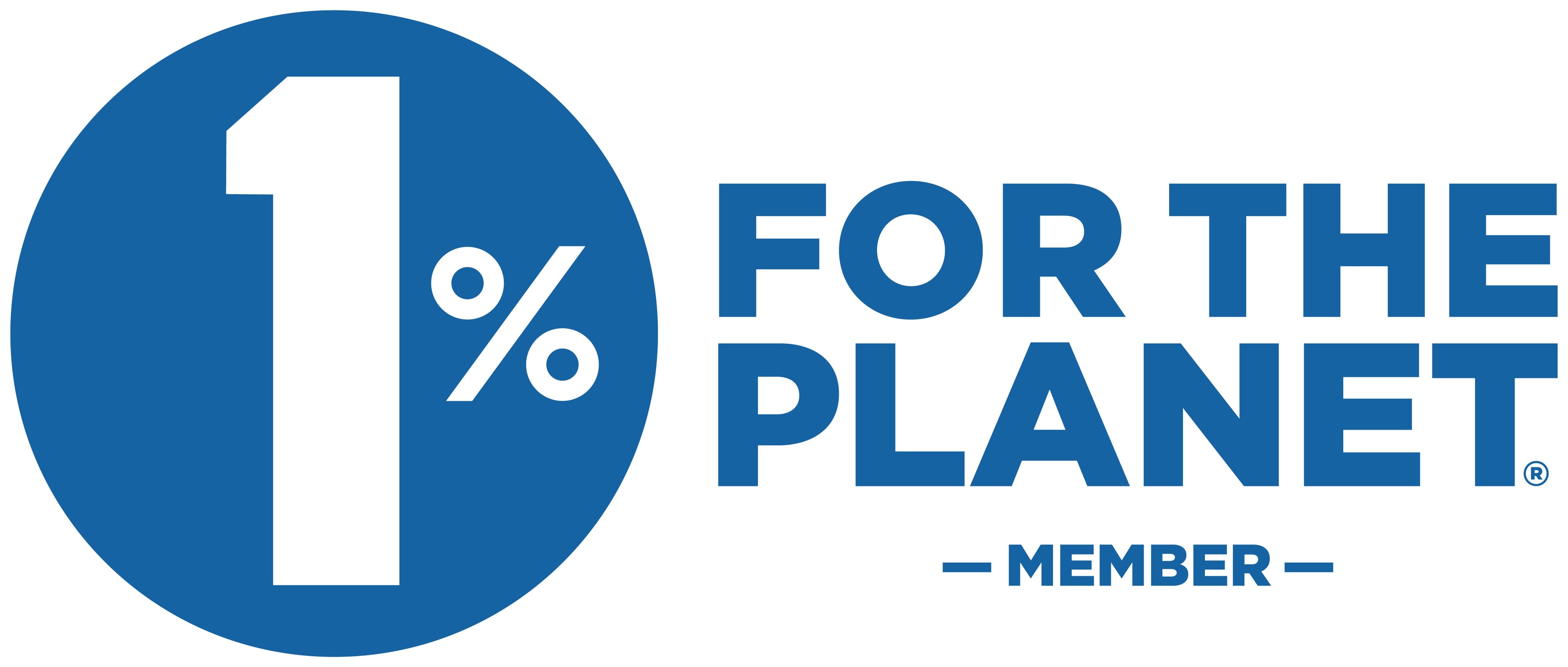 Logo of '1% for the Planet' with a black circle and white text on a white background